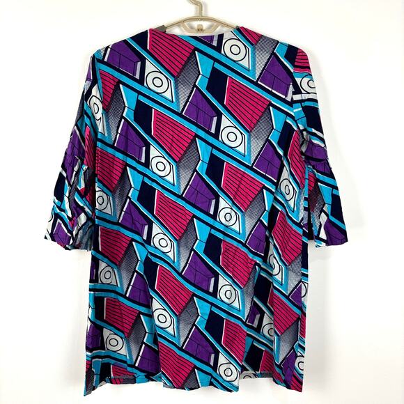 The OULA Company Colorful Mini Shift Dress 3/4 Bell Sleeves Medium art to wear - Picture 2 of 6